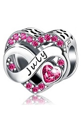 delightful silver heart July birthstone baby charm